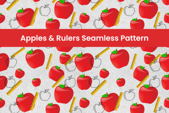 Apples Rulers Back to School Seamless