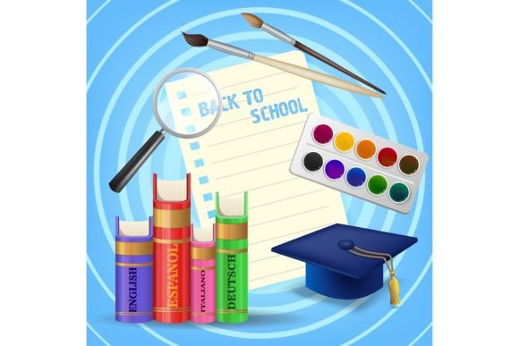 Back to School Lettering with Textbooks