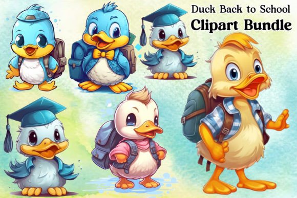 Duck Back to School Clipart Bundle: A Creative, Print-Ready Resource for Educators, Crafters & Small Businesses